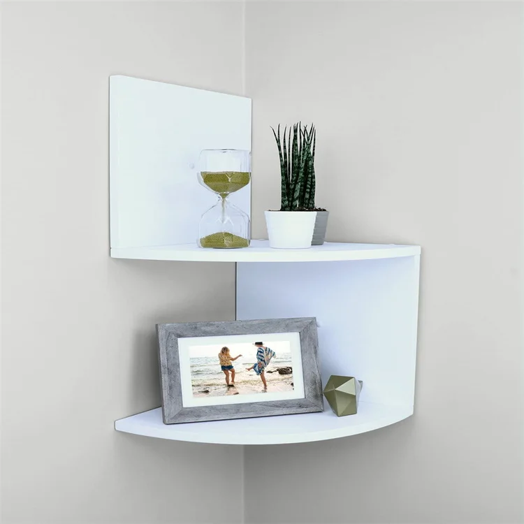Modern minimalist wall mounted white corner shelf