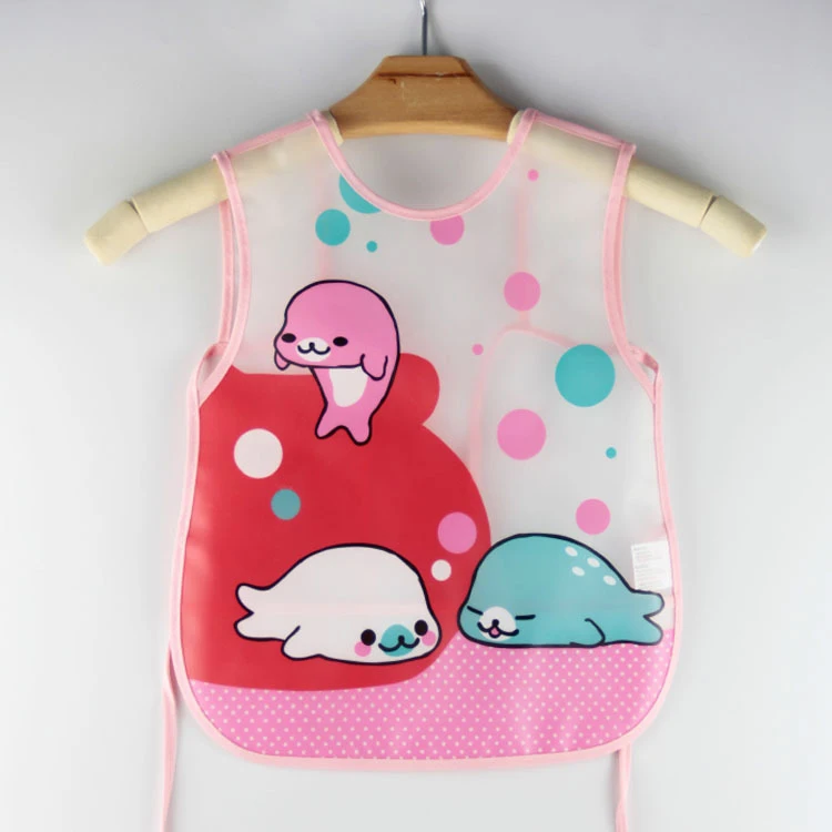 EVA sleeveless waterproof anti-dressing children bib not washing cloth cartoon patterns kids eating bibs newborn saliva pocket