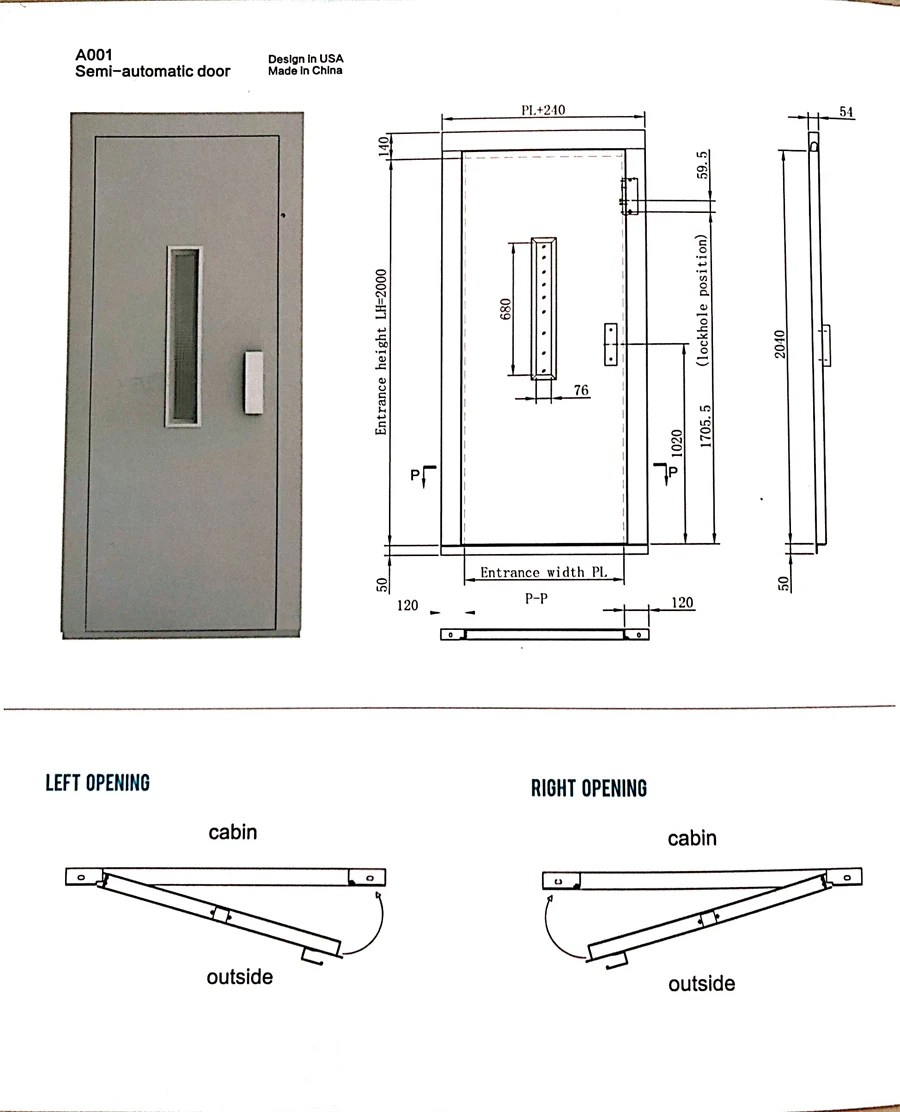 ZOWEE Lift Elevator Swing Door For Home Lift elevator mechanical door