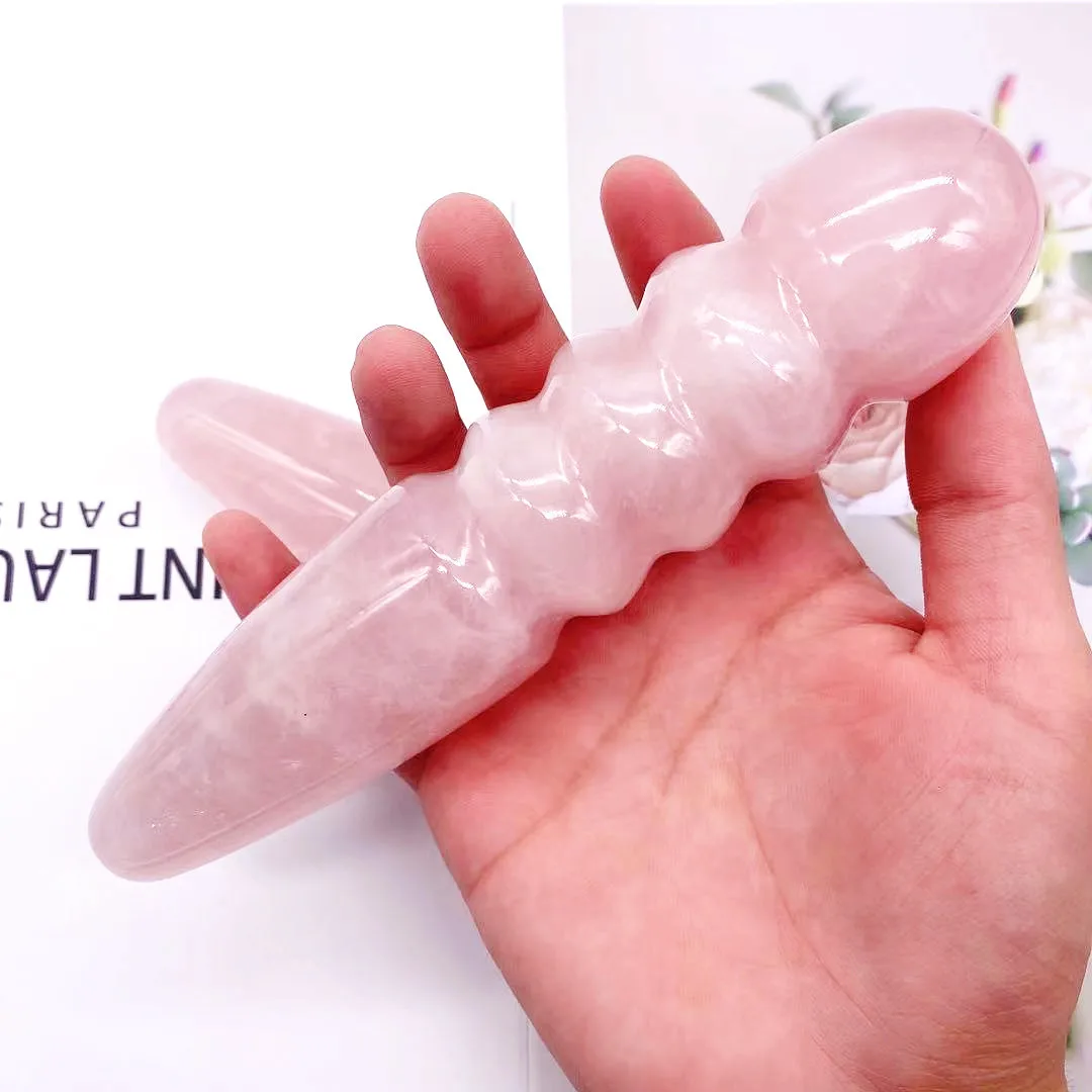 Natural Stones Kegel Exercise Crystal Massage Wand Beauty Bar Rose Quartz Yoni Wand for Gift