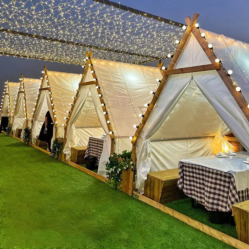 Outdoor camping tent camping rooftop triangle scenic area homestay rain proof dining barbecue hot pot cabin tent
