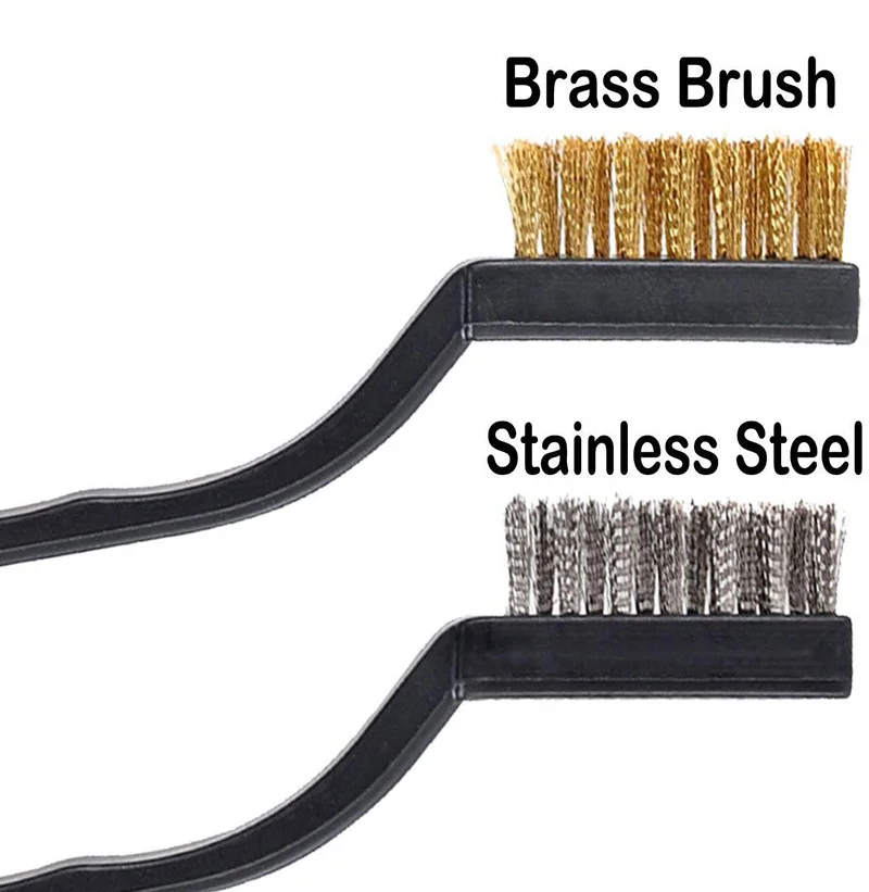3Pcs Mini Stainless Steel Nylon Brass Bristles Brush Set for Cleaning And Rust Removing 7 Inch Industrial Wire Brushes