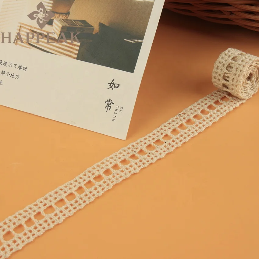 HAPPEAK Factory Wholesale Crochet Trim Border Cotton Water Soluble Lace Trimming Embroidered Wedding Lace