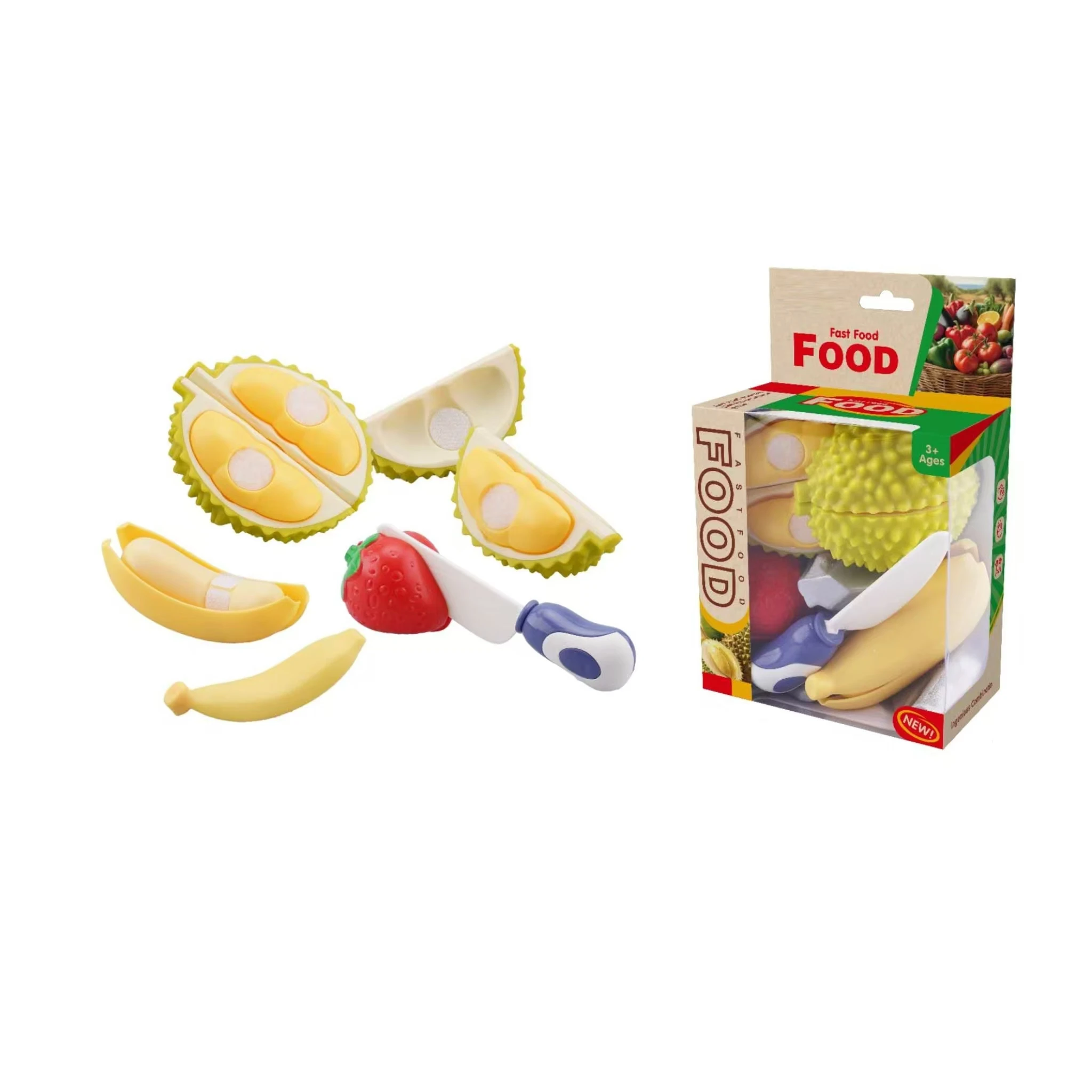 New Unisex Simulation Mini Fruit Set high Quality PP and PE Material Strawberry Durian Banana Stimulated Fruit Toy Gift For Kids
