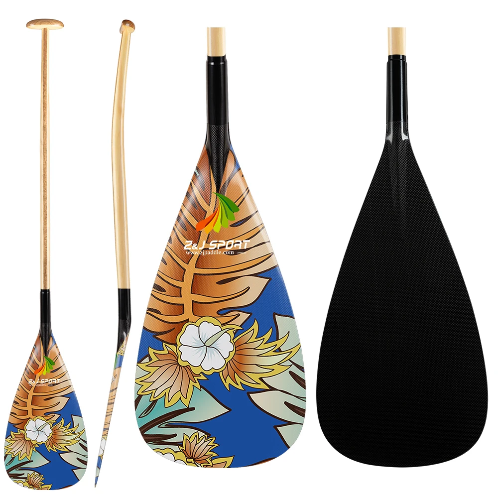 ZJ SPORT Hot Sale Hybrid Carbon Outrigger Canoe Paddle