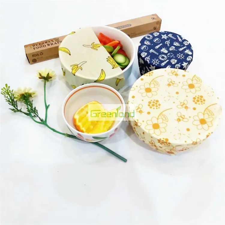 
LFGB certificated 3 pack a set organic reusable beeswax paper eco-friendly washable food storage beeswax sheet wrap 