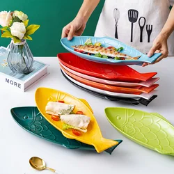 Microwave safe Ceramic Tableware Creative Plate Fish Shaped Dish Delicate Seafood Plate Sashimi Storage Plate