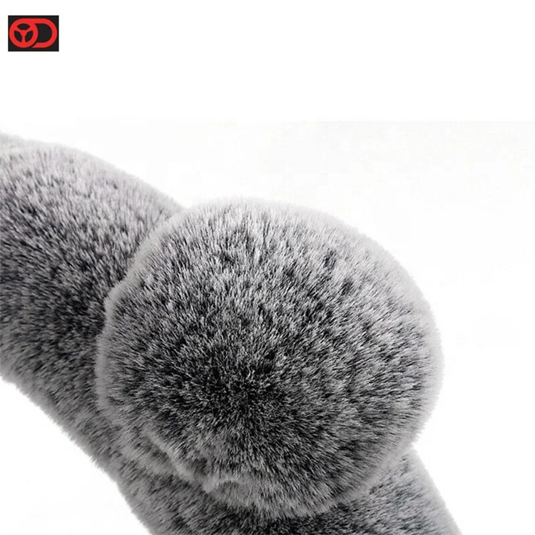 
New Auto Spare Parts Fur Wool Fluffy Car Accessories Warm Plush Car Steering Wheel Cover Gray for Accesorios Para Autos 