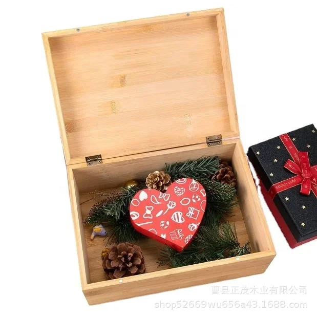 2023 Large Wooden Box with Hinged Lid Black Stash Wooden Storage Box Decorative boxes with lids