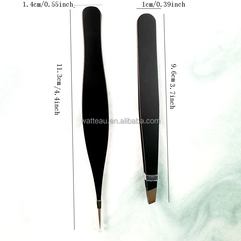 2 PCS Custom High Quality Pointed Head Eyebrow Clip Private Label Stainless Steel Slanted Tip for Eyelash Use