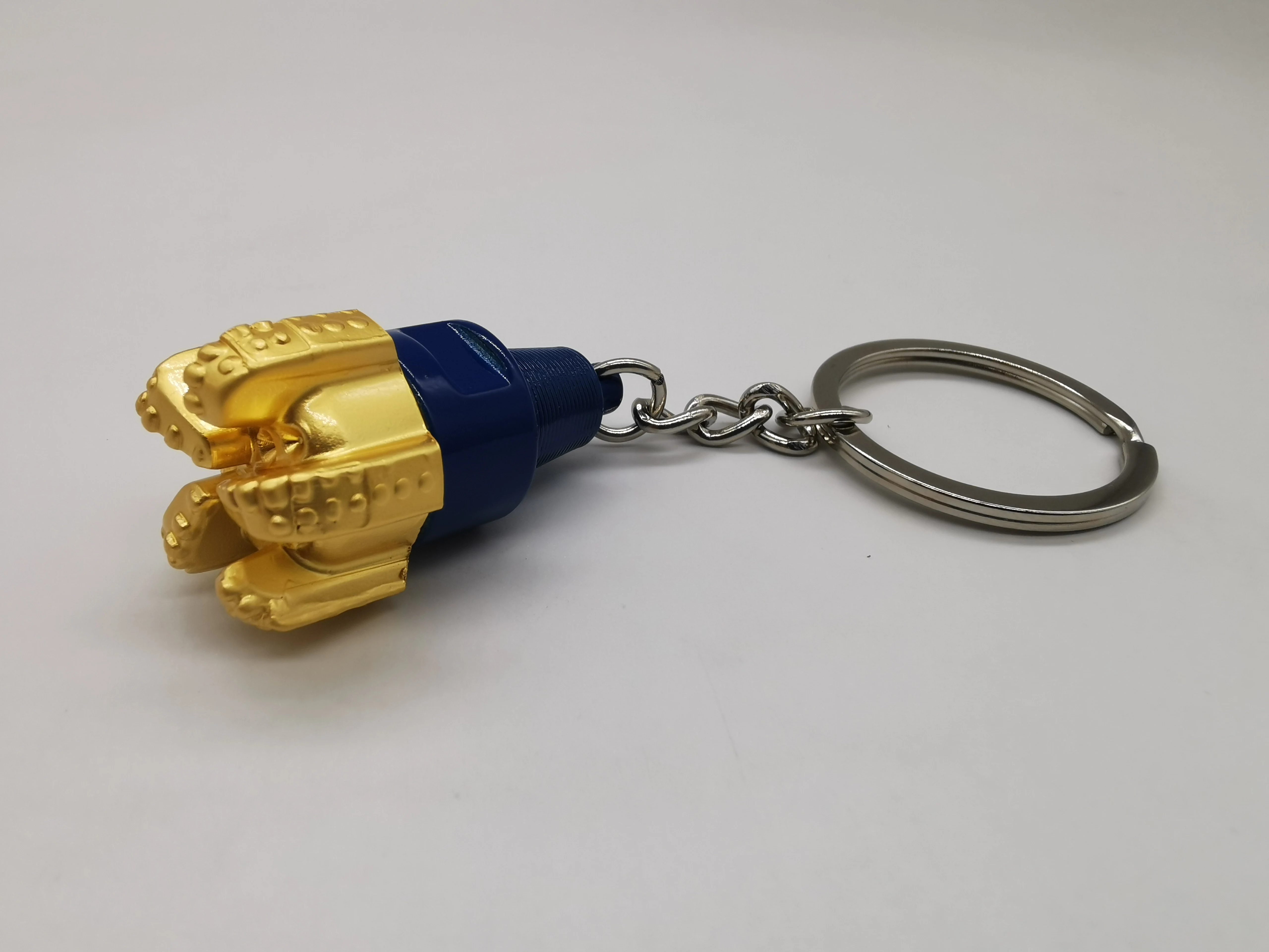 Bright Nickel Plating Drill Bit Keychains 3D Metal Roller Cone Bit Keychain