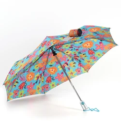 strong automatic portable custom made summer floral design with ferrule flower umbrella