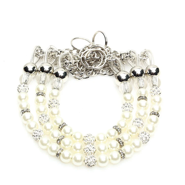 Хит продаж, белый жемчужный ошейник для питомца, маленький ошейник для собаки, жемчужный