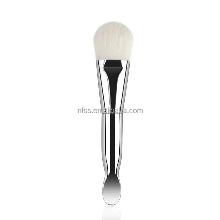 Wholesale Custom Hier Mini Dual Sided Mask Brushes Makeup Double End Plastic Fan Masking Brush And Cosmetic Spatula With  Logo