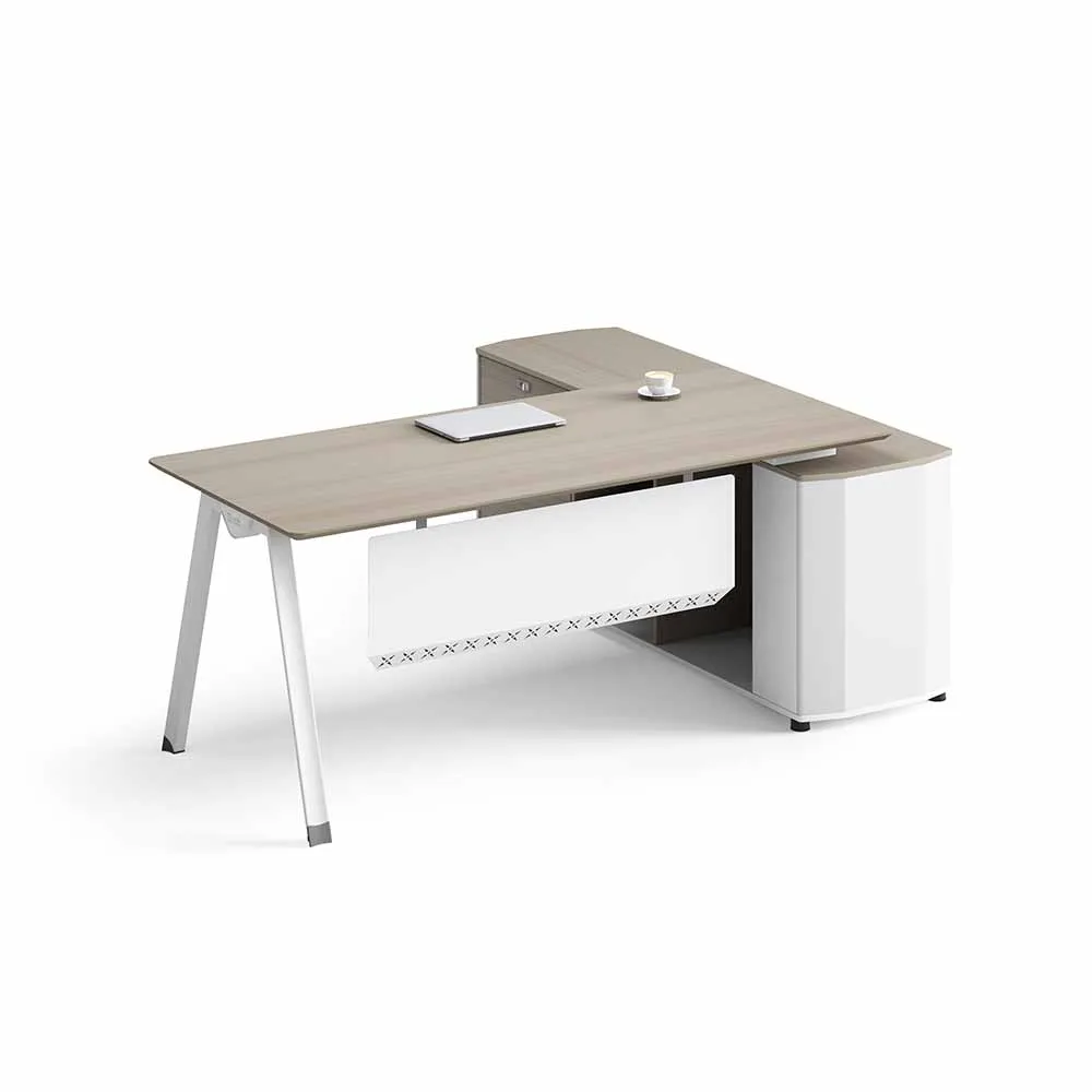 Китайский поставщик OEM индивидуальный современный роскошный стиль L-образный деревянный офисный стол для руководителя