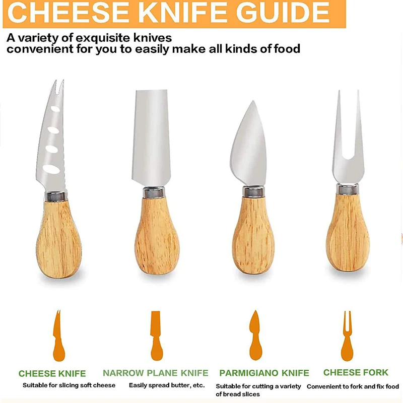 Selling Bamboo Cheese Board with Cheese Tools, Cheese Plate Charcuterie Platter with Utensils Set and 4 Stainless Steel Cutting