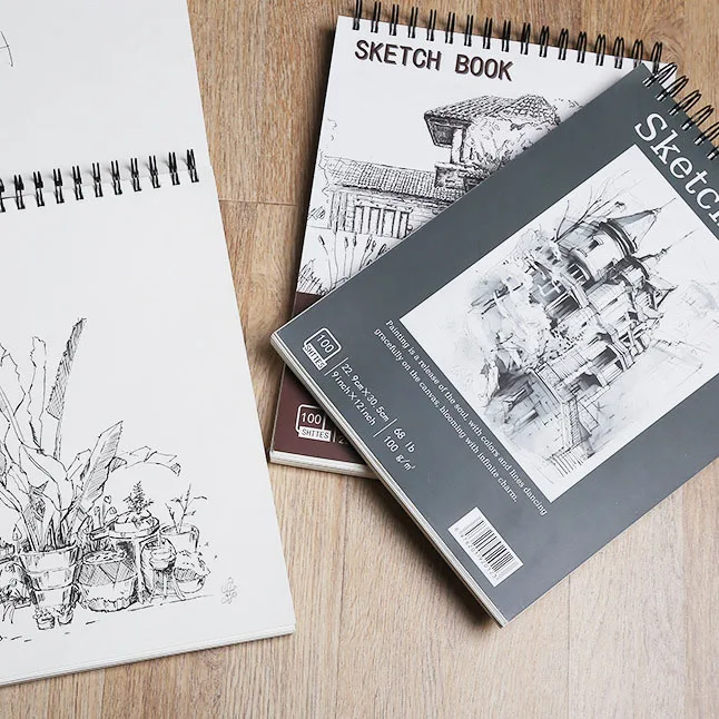 XinyiArt 9x12 Inch 100 Sheets  Sketchbook Spiral Acid Free Drawing Paper Sketch pad Book for Drawing Sketching and Illustrating