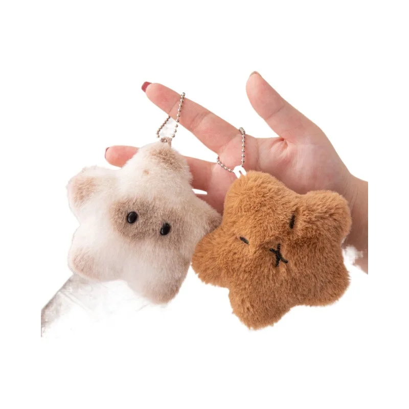 Hot Selling Cartoon Star Capybara Squeaky Plush Pendant Cute Furry Guinea Pig Capibara Plush Hanging Keychain