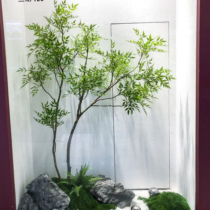 natural wood artificial green Chinese style tree plant landscaping artificial home hotel decoration