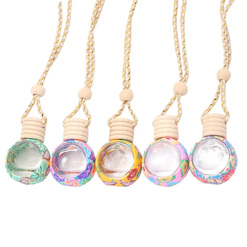 Factory Price Lovely Design Tyre Shape Clear Bottle Wholesale 8ml Polymer Clay Decorated Car Fragrance Bottle