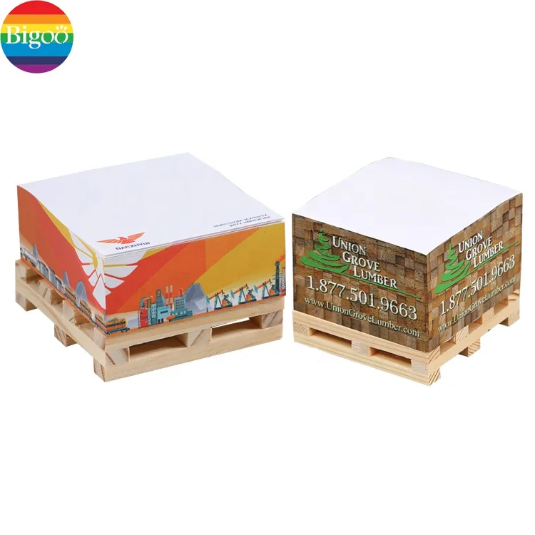 Personalized memo block sticky advertising notes pads with customization print with wood pallet packing