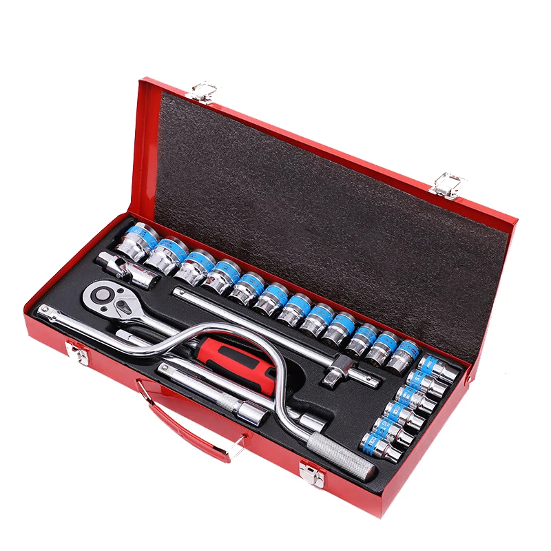 24 pieces 6 Point Hand Tool Set 1/2 Inch Ratchet Wrench Socket Set
