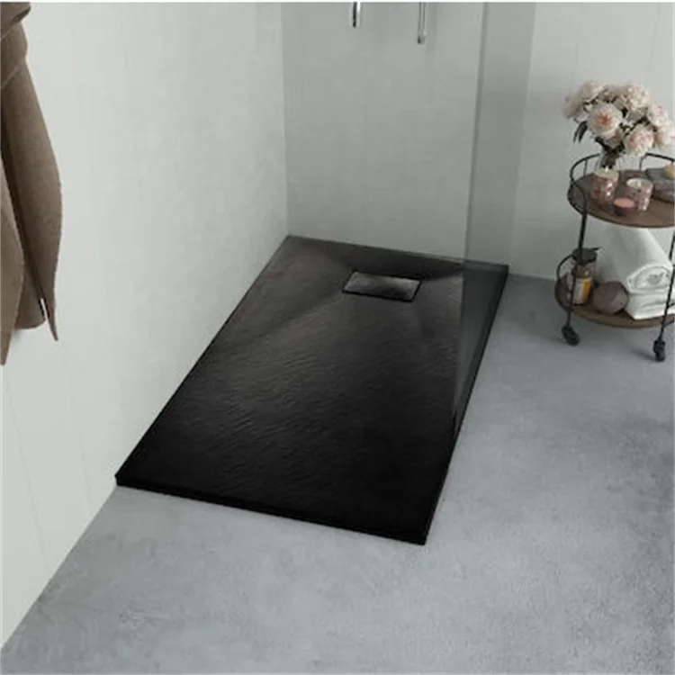 Modern Shower pans Black Stone SMC Shower Base Artificial Stone Shower Trays for Bathroom