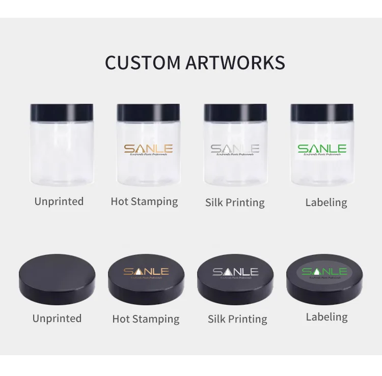 1 oz 2 oz 12 oz 1 kg clear plastic jars luxury cosmetic jar with lids