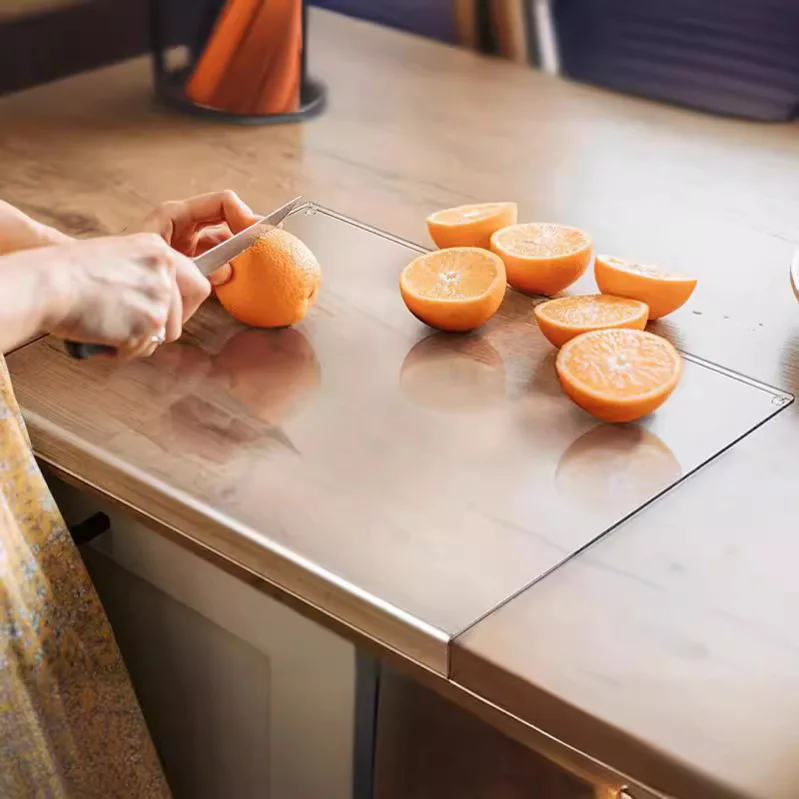 Transparent Large Acrylic Cutting Board with Lip for Kitchen Clear Acrylic Non Slip Plastic Chopping Board