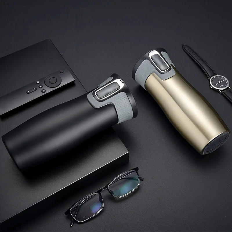 Custom logo Stainless steel car coffee vacuum flask travel mug water bottle double wall tumbler cups with automatic lid