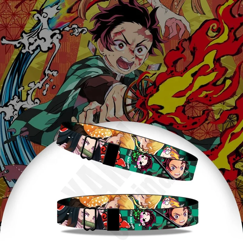 Anime Demon Slayer Adjustable Polyester Wristband Sublimation Fabric Bracelet Fashion Promotional Gift For Kids Adults