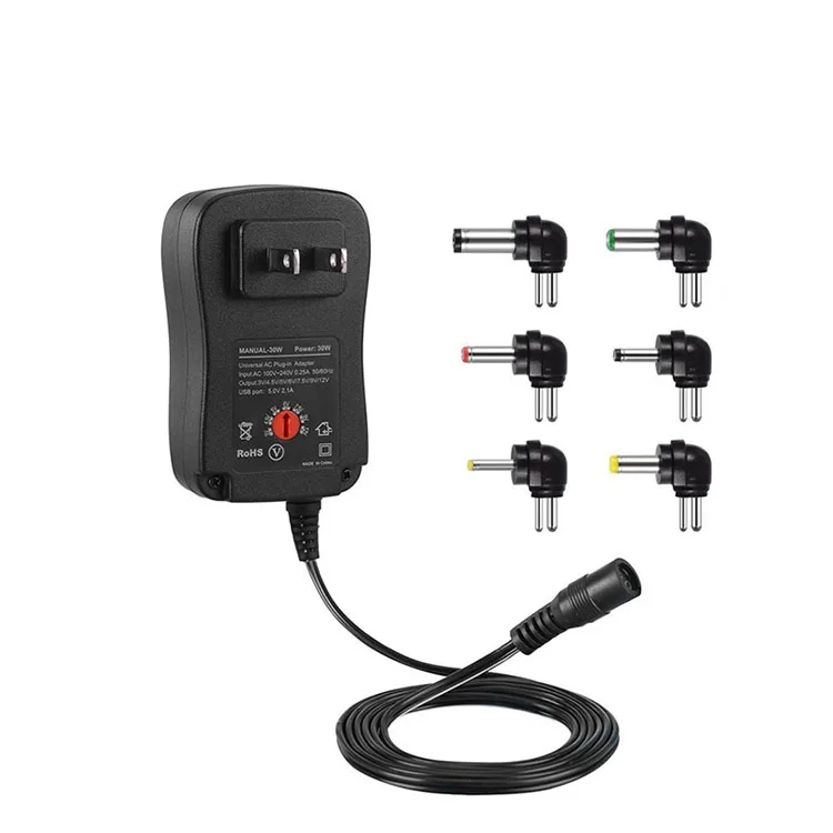 Универсальный адаптер переменного/постоянного тока, 3-12 В, 12 Вт, 15 Вт, 30 Вт, импульсный источник питания с 6 наконечниками