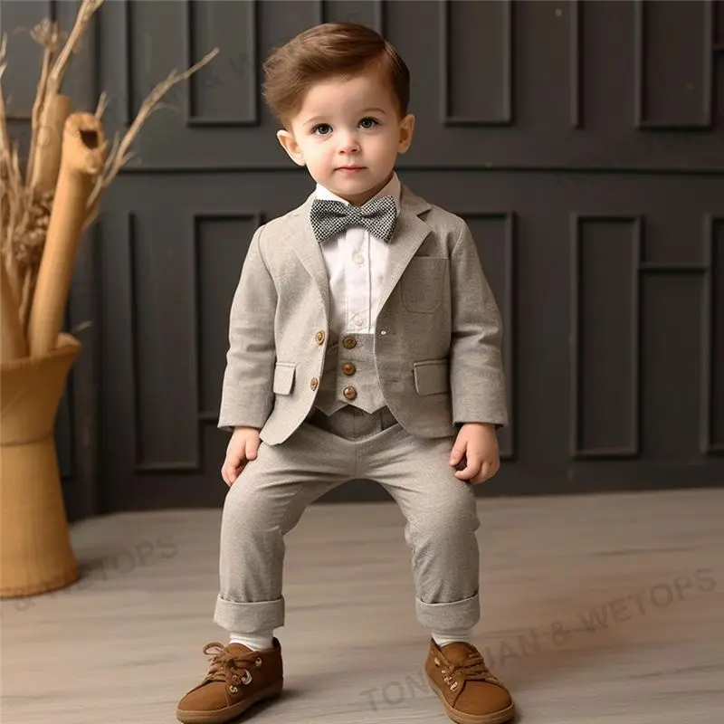 Custom Clothing Looks Sharp 1Y to 6Y Boys Suits Baby Birthday Cloth Set Classic Long Sleeve Wedding Suits for Kids Boys