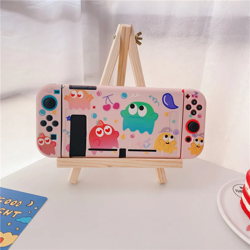 
pink monster cartoon case game shockproof soft hand grips for Nintendo Switch Console for Joy-con controller kids Switch case 