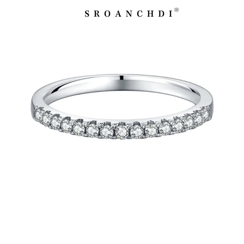 SRO226 Hot wholesale  s925 sterling silver 18k white gold engagement ring moissanite diamond wedding ring