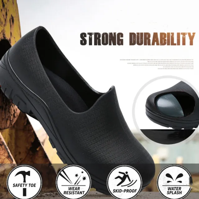 Hotel work shoes chef shoes anti-static Anti-smash Anti-puncture Steel Toe Work Safety Shoes For Men