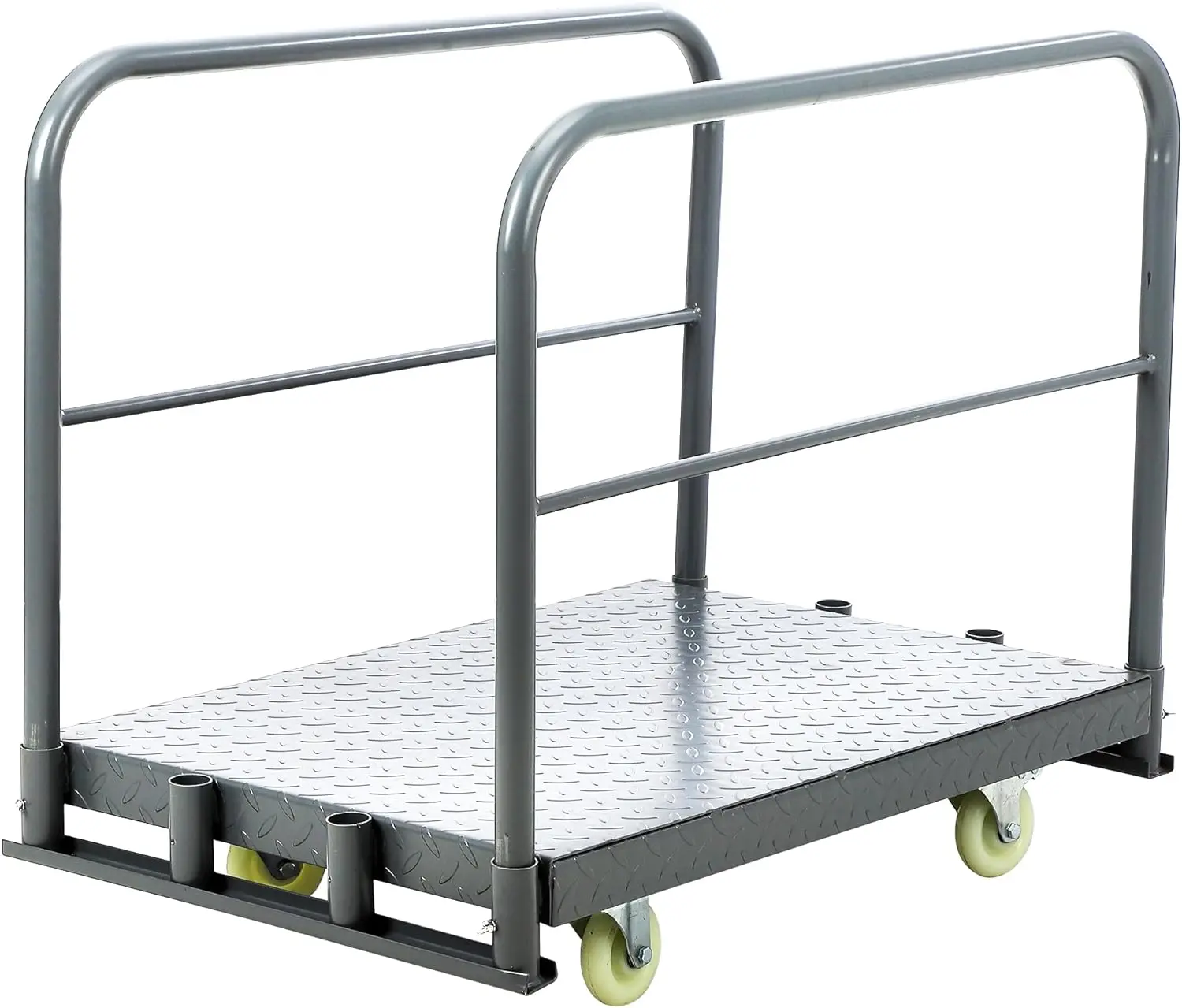 Steel Panel Truck Heavy Duty Platform Trolley Lumber Carts Drywall Dolly Flatbed Cart with 2 Handrails for Luggage Dry Wood