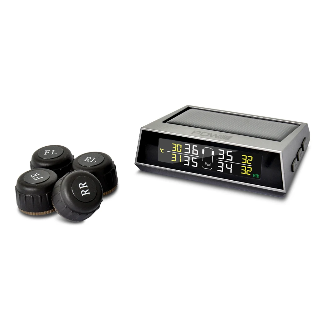 TPMS беспроводной солнечный дисплей с внешним датчиком, простая установка, система контроля давления в шинах PDW для легковых автомобилей TPMS