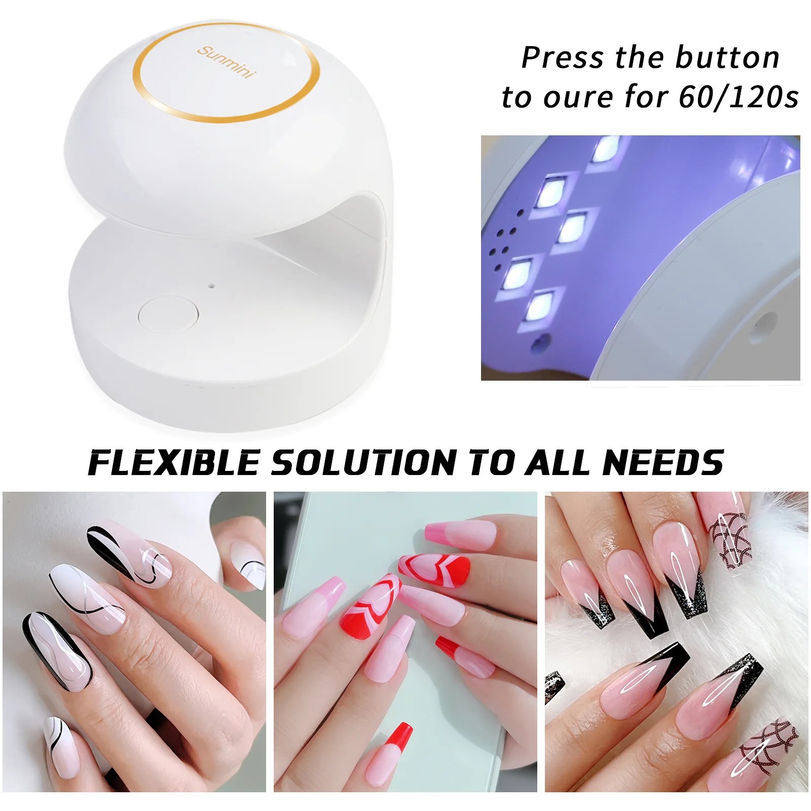 Mini Nail Art Lamp LED Phototherapy Machine 18W Single Finger Nail Baking Lamp Instrument UV Curing Lamp Handheld
