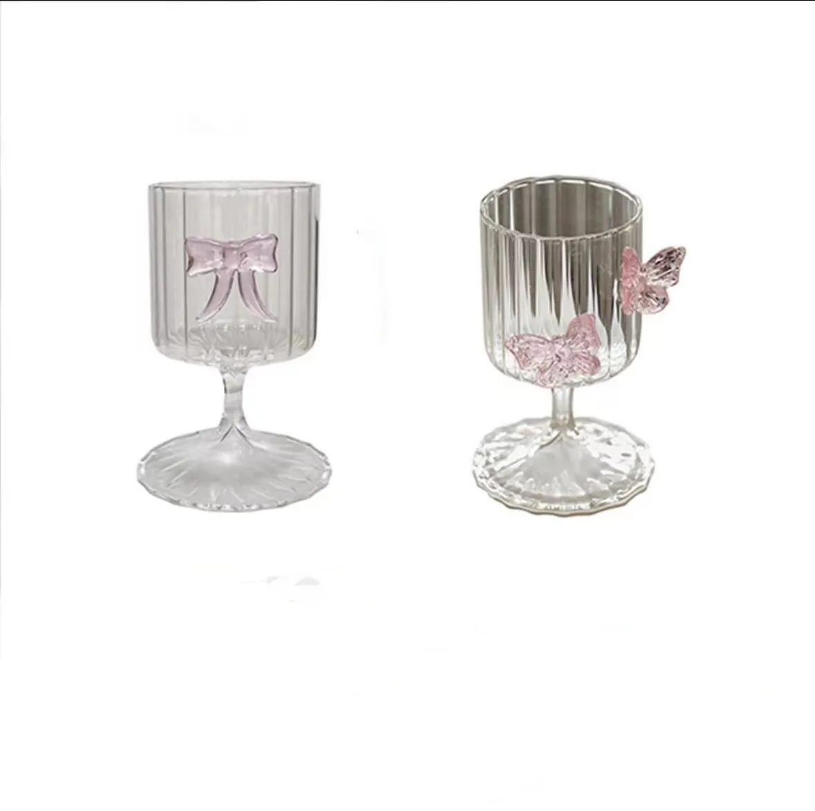 Wholesale Customized 3D Bow Short Stem Glass Goblet Wine Juice Glass Creative Cocktail Glasses