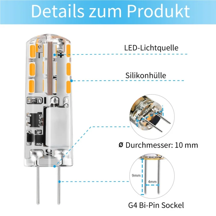 China LED supplier 4000k 6000K G4 LED bulb cool white no flicker DC 12v Bi Pin residential LED crystal light bulb