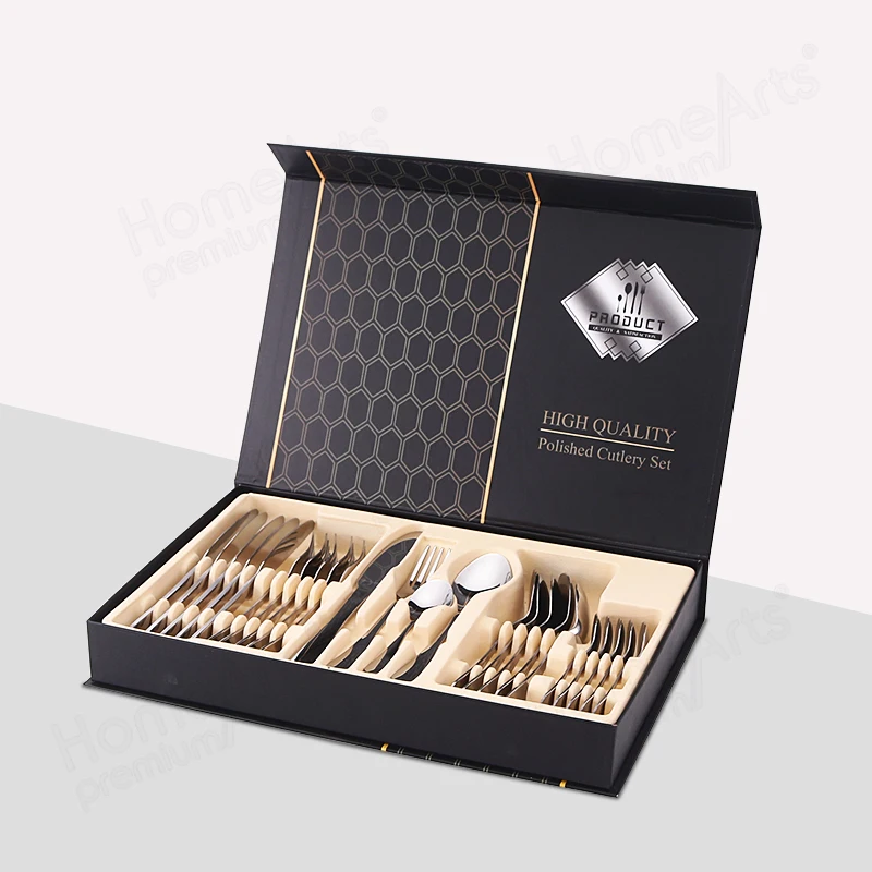 Knife Spoon Fork Set Gold Plating Cutlery 24PCS Stainless Steel Flatware