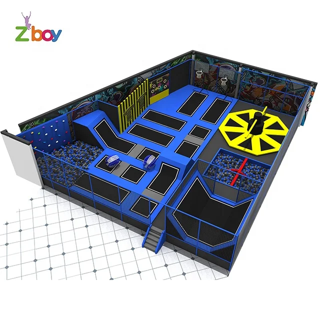 Professional Trampoline park equipment Manufacturer Kids Indoor Trampoline with Ninja obstacle