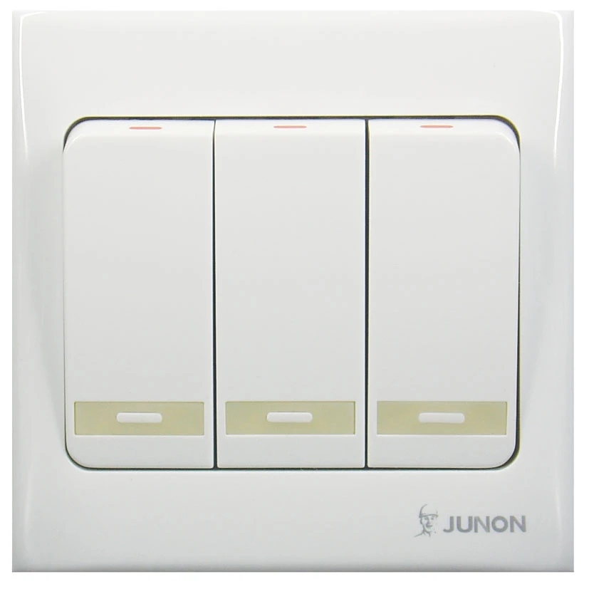 JUNON Hot Sell Switch Socket 3A Big button Door Bell with fluorescent light Electric Wall Switch