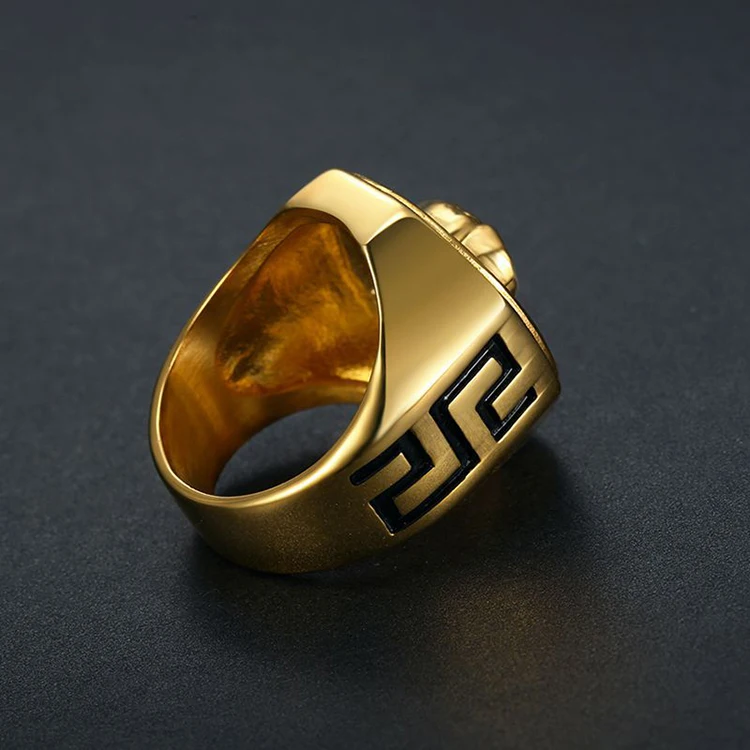
Hip Hop Stainless Steel 18k Gold Plated Ring Jewelry Designs for Men 