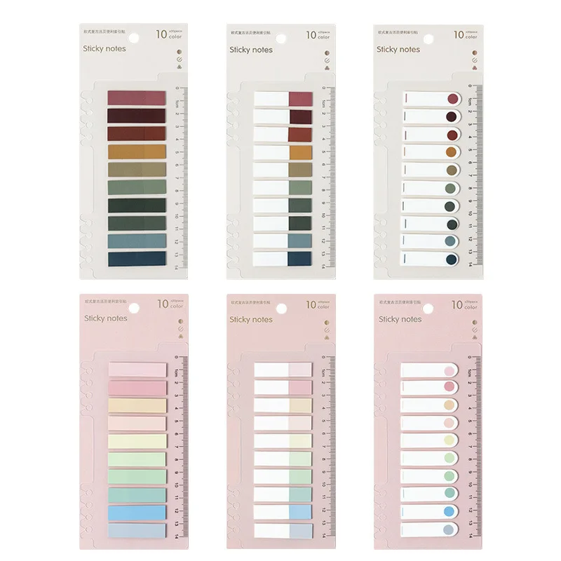 PET label sticker Morandi Color Index Memo Notepad schedule Planner Diary ruler portable Note paper School supplies