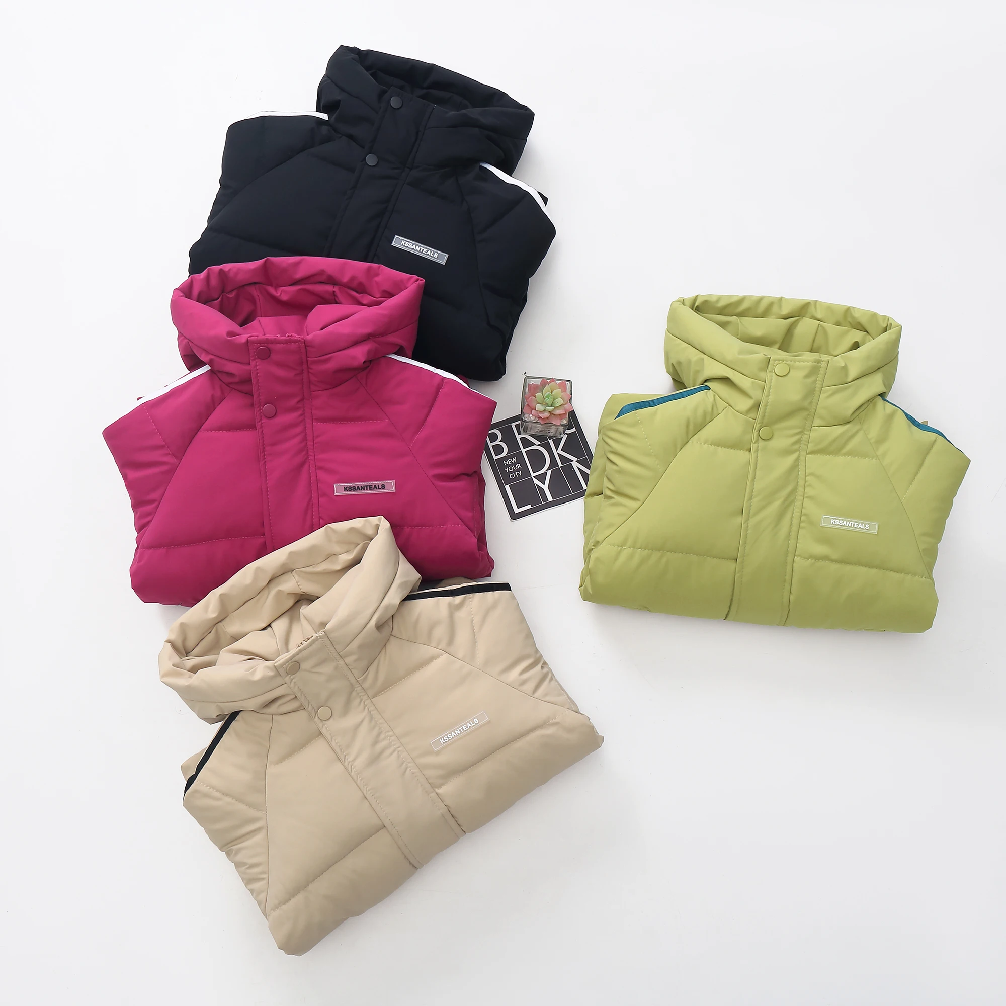 Hot sale fashion girls long down jacket fall and winter youth children solid cotton coat children hooded jacket