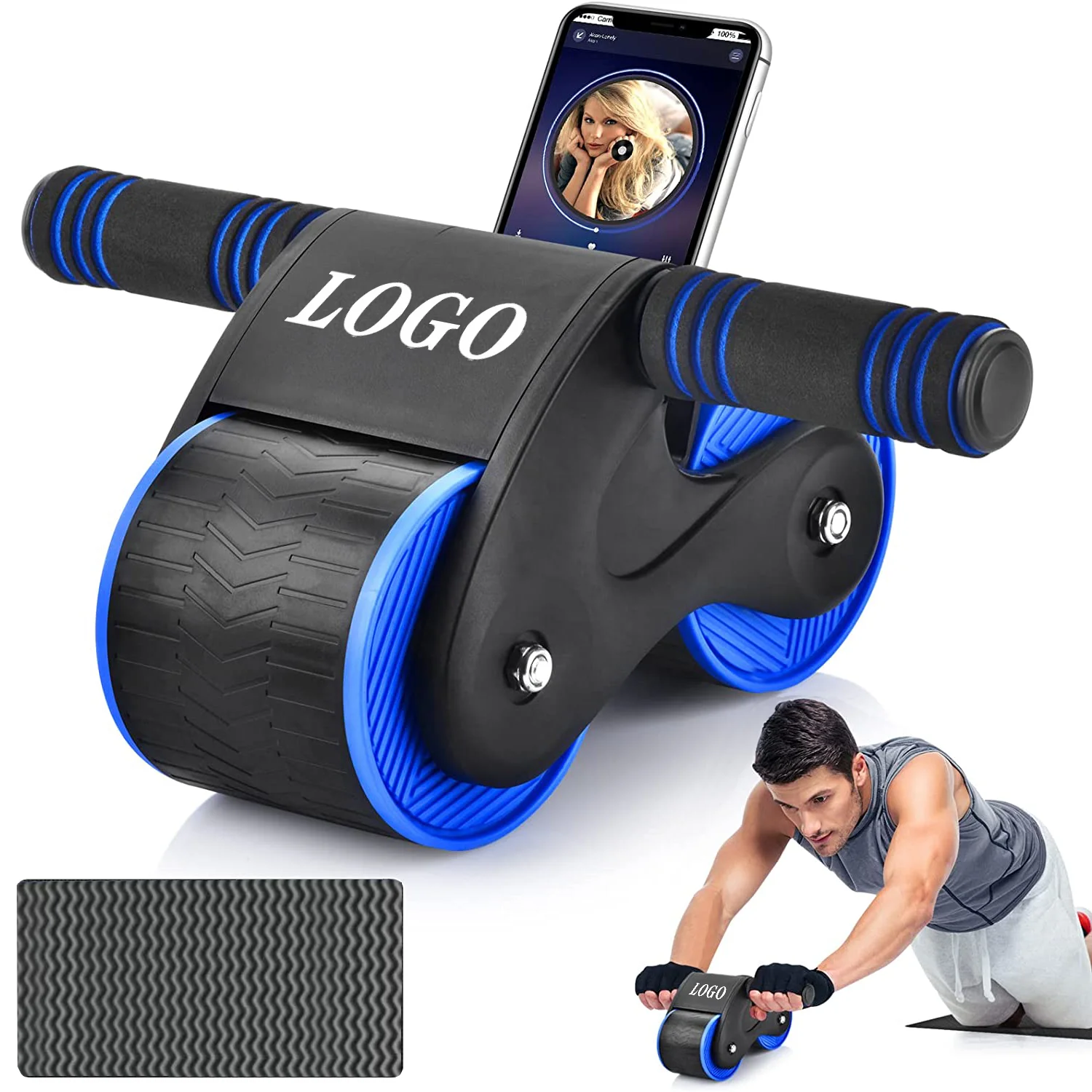 RS Hot Selling Ab Wheel Roller No Noise Ab Automatic Rebound Abdominal Wheel Kit Ab Wheel Workout Equipment for Home