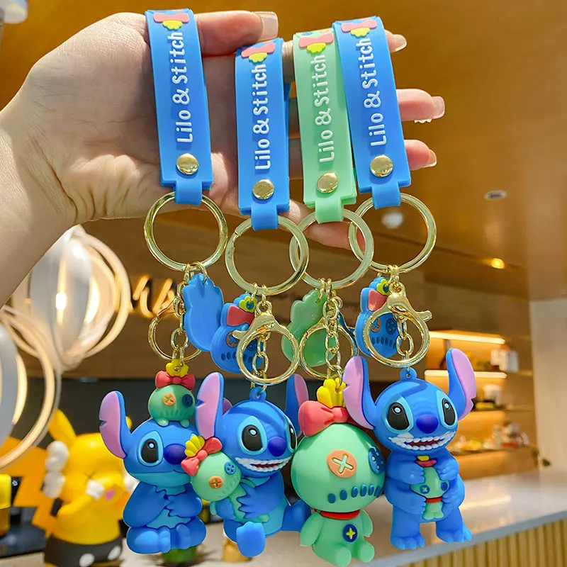 cute cartoon Stich pendant key chain backpack decor keyring 3d  PVC keychain