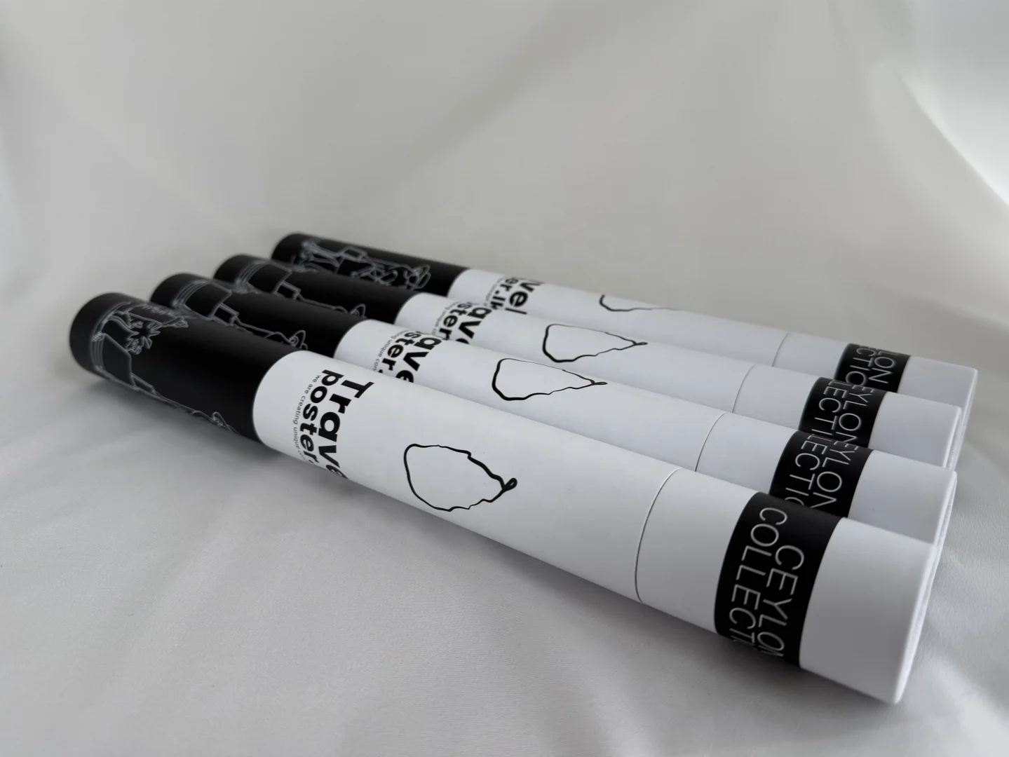 Eco Friendly Black and White Customized Tube Packaging Slim Cylinder Poster Paper Tube for Incense Stick Packaging